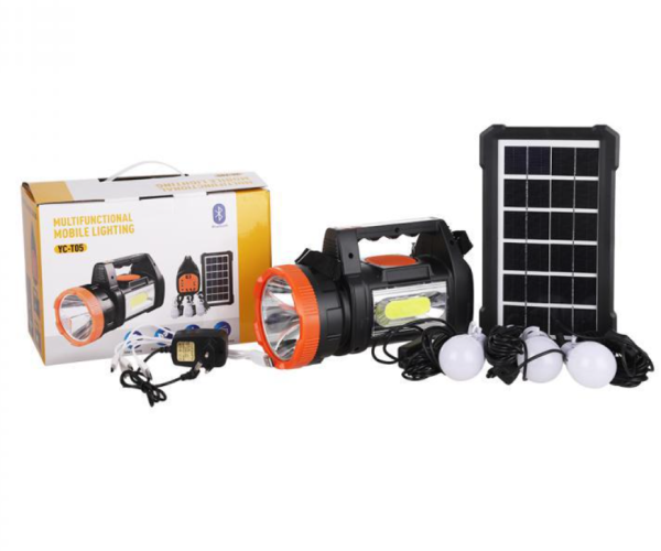 Kit solar portabil lanterna, 3 becuri, Mp3, Radio, USB, panou solar 8000mAh - imagine 2