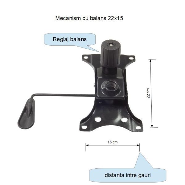 Placuta balans, mecanism scaun directorial, metalica, 22 cm x 15 cm - imagine 3