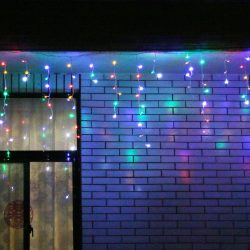 Instalatie Craciun, 10 m, 286 Led-uri ,Franjuri, Rosu / Verde/ Albastru, Flash, Transformator, Interconectabila, Prelungitor 5 m inclus, Fir Transparent, Flippy - imagine 5