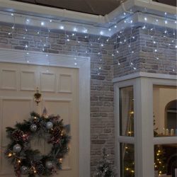 Instalatie Craciun, 13 m, 382 Led-uri ,Franjuri, Alb rece, Flash, Transformator, Interconectabila, Prelungitor 3 m inclus, Fir Negru, Flippy - imagine 5