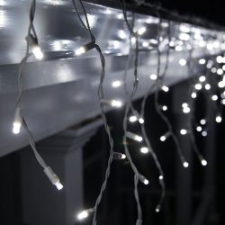 Instalatie Craciun, 13 m, 382 Led-uri ,Franjuri, Alb rece, Flash, Transformator, Interconectabila, Prelungitor 3 m inclus, Fir Negru, Flippy - imagine 8