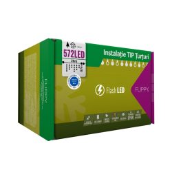 Instalatie Craciun, 20 m, 572 Led-uri ,Franjuri, Albastru, Flash, Transformator, Interconectabila, Prelungitor 3 m inclus, Fir Transparent, Flippy - imagine 4