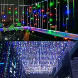 Instalatie Craciun, 20 m, 572 Led-uri ,Franjuri, Multicolor, Flash, Transformator, Interconectabila, Prelungitor 3 m inclus, Fir Alb, Flippy - imagine 4