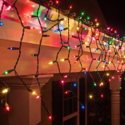 Instalatie Craciun, 20 m, 572 Led-uri ,Franjuri, Multicolor, Flash, Transformator, Interconectabila, Prelungitor 3 m inclus, Fir Alb, Flippy - imagine 5