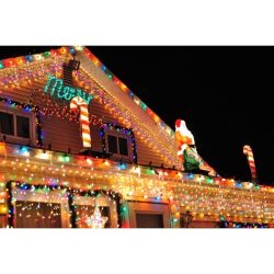 Instalatie Craciun, 20 m, 572 Led-uri ,Franjuri, Multicolor, Flash, Transformator, Interconectabila, Prelungitor 3 m inclus, Fir Alb, Flippy - imagine 6