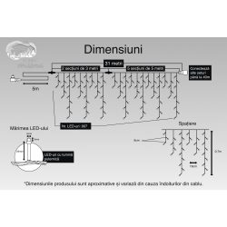 Instalatie Craciun, 31 m, 907 Led-uri ,Franjuri, Alb cald, Flash, Transformator, Interconectabila, Prelungitor 5 m inclus, Fir Transparent, Flippy - imagine 3