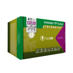 Instalatie Craciun, 4 m, 132 Led-uri ,Franjuri, Alb cald, Flash, Transformator, Interconectabila, Prelungitor 3 m inclus, Fir Transparent, Flippy - imagine 2
