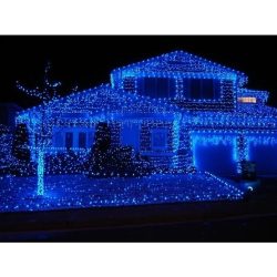 Instalatie Craciun, 40 m, 1144 Led-uri ,Franjuri, Albastru, Flash, Transformator, Interconectabila, Prelungitor 3 m inclus, Fir Transparent, Flippy - imagine 4