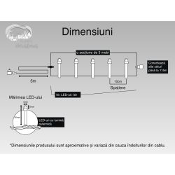 Instalatie Craciun, 5 m, 50 Led-uri ,Liniara, Albastru, 8 jocuri de lumini, Transformator, Interconectabila, Prelungitor 5 m inclus, Fir Transparent, Flippy - imagine 6