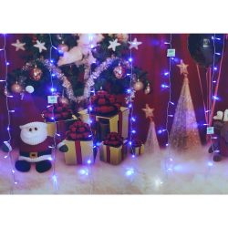 Instalatie Craciun, Tip Perdea, IP44, 17 m x 1 m, 1020 LED-uri, Albastru, cu flash, Transformator, Interconectabila, Prelungitor 3 m inclus, Fir transparent, Interior/ Exterior, Flippy - imagine 4