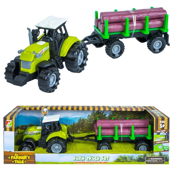 Tractor cu remorca lemne, cu baterii