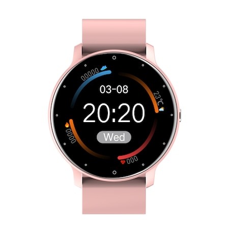 ⋆ Ceas smartwatch si bratara fitness Flippy ZL02D, oxigen, ritm cardiac, pedometru, notificari, IP67, Compatibil cu Android/iOS, vibratii, multi sport, Roz