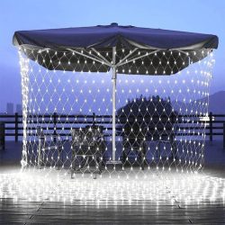 Instalatie Craciun, Tip Plasa, 10 m x 2 m, 800 LED-uri, Alb rece, 8 jocuri de lumini, Transformator, Interconectabila, Prelungitor 5 m inclus, Fir transparent, Flippy - imagine 2
