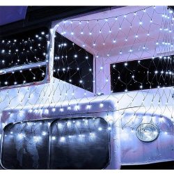 Instalatie Craciun, Tip Plasa, 12 m x 1.5 m, 960 LED-uri, Alb rece, 8 jocuri de lumini, Transformator, Interconectabila, Prelungitor 5 m inclus, Fir transparent, Flippy - imagine 2