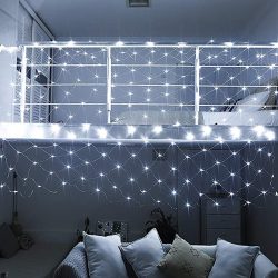 Instalatie Craciun, Tip Plasa, 12 m x 1.5 m, 960 LED-uri, Alb rece, 8 jocuri de lumini, Transformator, Interconectabila, Prelungitor 5 m inclus, Fir transparent, Flippy - imagine 4