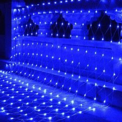 Instalatie Craciun, Tip Plasa, 3 m x 1.5 m, 240 LED-uri, Albastru, 8 jocuri de lumini, Transformator, Interconectabila, Prelungitor 5 m inclus, Fir transparent, Flippy - imagine 3