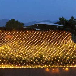 Instalatie Craciun, Tip Plasa, 3 m x 3 m, 320 LED-uri, Alb cald, 8 jocuri de lumini, Transformator, Interconectabila, Prelungitor 3 m inclus, Fir transparent, Flippy - imagine 3