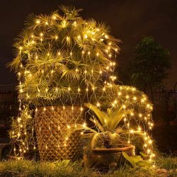 Instalatie Craciun, Tip Plasa, 4.5 m x 1.5 m, 360 LED-uri, Alb cald, 8 jocuri de lumini, Transformator, Interconectabila, Prelungitor 5 m inclus, Fir transparent, Flippy - imagine 2
