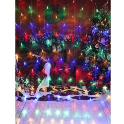 Instalatie Craciun, Tip Plasa, 4.5 m x 1.5 m, 360 LED-uri, Multicolor, 8 jocuri de lumini, Transformator, Interconectabila, Prelungitor 5 m inclus, Fir transparent, Flippy - imagine 2