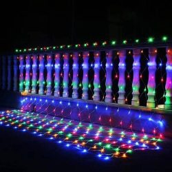 Instalatie Craciun, Tip Plasa, 4.5 m x 1.5 m, 360 LED-uri, Multicolor, 8 jocuri de lumini, Transformator, Interconectabila, Prelungitor 5 m inclus, Fir transparent, Flippy - imagine 3