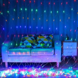 Instalatie Craciun, Tip Plasa, IP 44, 26 x 1 m, 1040 LED-uri, Multicolor, 8 jocuri de lumini, Transformator cu telecomanda, Interconectabila, Prelungitor 3 m inclus, Fir transparent, Flippy - imagine 3