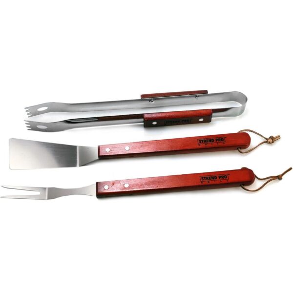 Ustensile pentru barbecue, grill, gratar, inox, maner lemn, set 3 buc - imagine 2