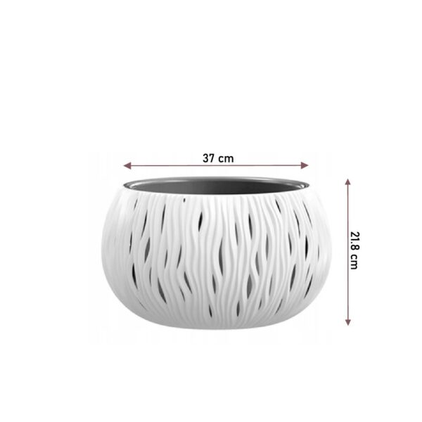 Ghiveci decorativ de flori, rotund, alb, 37x21.8 cm, Sandy Bowl - imagine 2