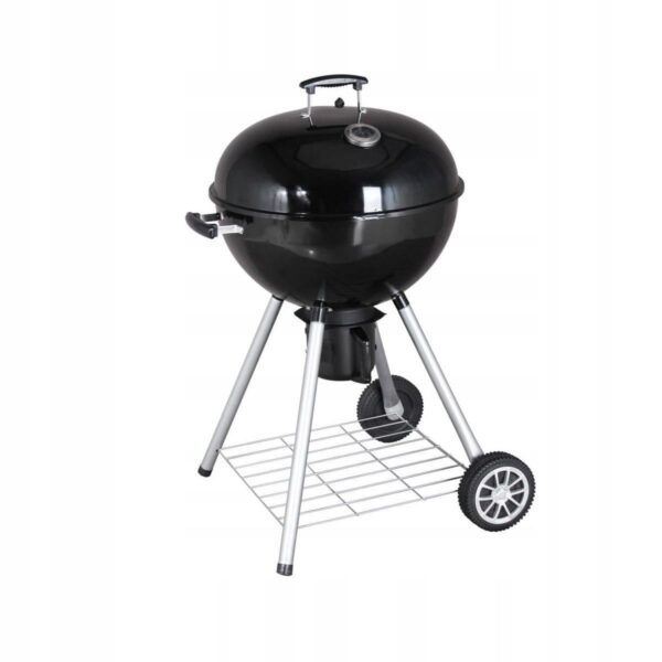 Gratar gradina, grill rotund, cu roti, capac, recipient cenusa, 53 cm - imagine 5