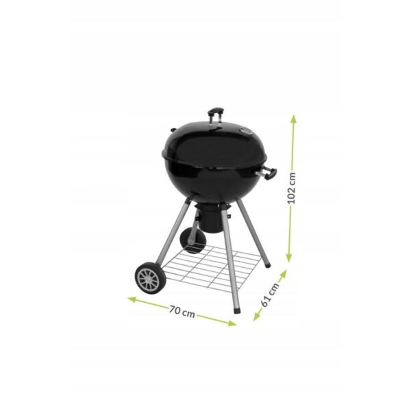 Gratar gradina, grill rotund, cu roti, capac, recipient cenusa, 53 cm - imagine 11