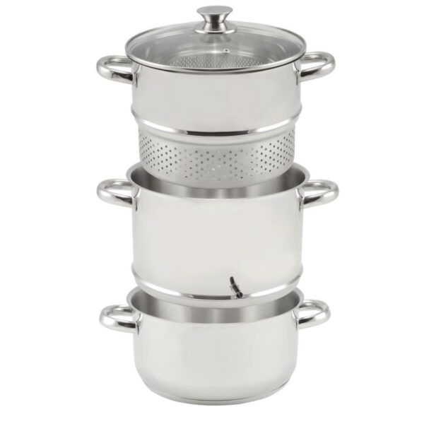 Oala pentru facut suc si sirop, cu aburi, inox, set 3 piese, 4.6 L, Perfect Home - imagine 4