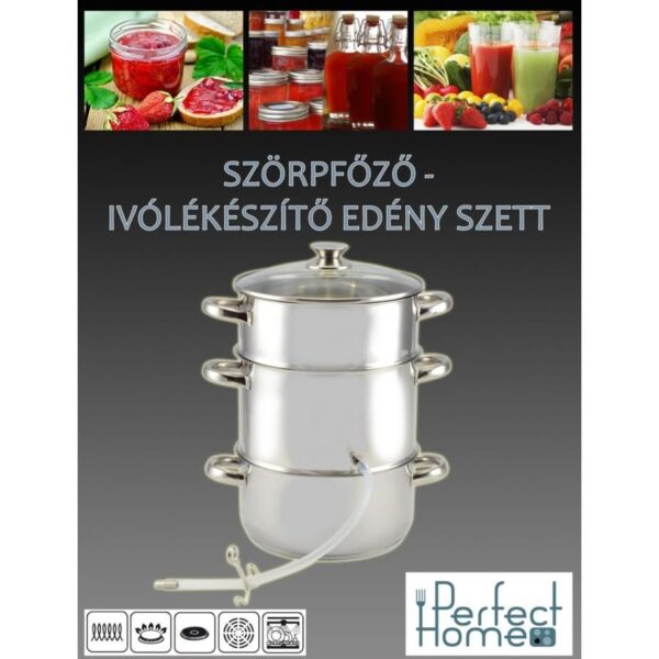 Oala pentru facut suc si sirop, cu aburi, inox, set 3 piese, 4.6 L, Perfect Home - imagine 2