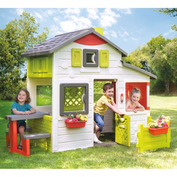 Casuta pentru copii Smoby Friends Playhouse Neo cu gradina - imagine 4