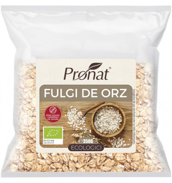 Fulgi de orz bio, 350g Pronat