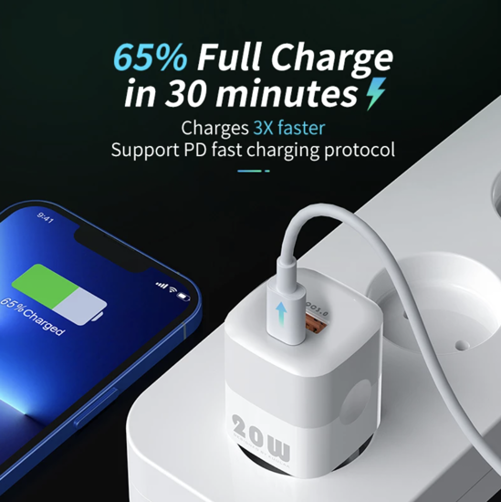 Set 4 Buc, 1 Incarcator 20W PD Type-C, USB QC, 1 Adaptor Auto 20W PD Type-C, USB QC, Pentru IPhone 14, 13, 12,11, XsMax, 1 Lighting Usb-A, 1 Cablu Date Lighting Usb-C, 1M - imagine 3