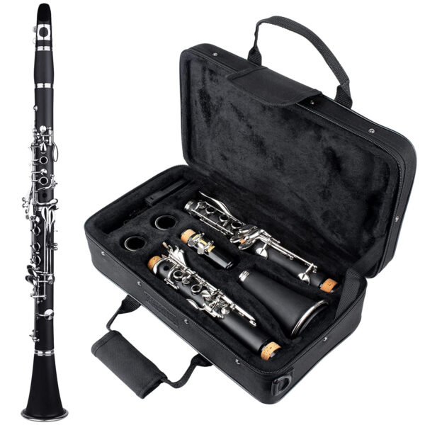 Clarinet IdeallStore®, Musical Virtue, 17 clape, 67 cm, negru, geanta inclusa