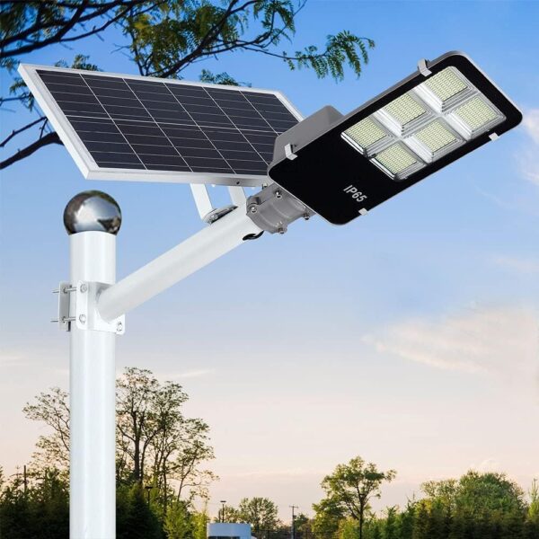 Lampa solara stradala Flippy, IP65, senzor de lumina, 417 LED-uri SMD, 24000 lm, 300W, autonomie 12-16 ore, telecomanda, montare prin fixare, pentru strada sau gradina, finisaj lucios, material ABS, 49.5 x 21 x 6.5 cm, lumina alb rece - imagine 9