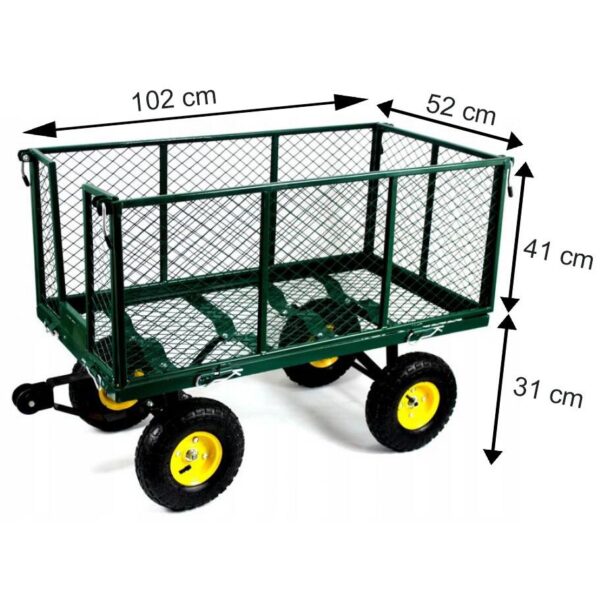 Carucior de gradina, transport, Chomik, verde, max 450 kg, 102x52x72 cm - imagine 2