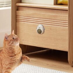 Jucarie interactiva Model Pinguin pentru pisicute cu minge rotativa 360° din iarba Catnip, 4.3 x 6 cm, Albastru - imagine 7