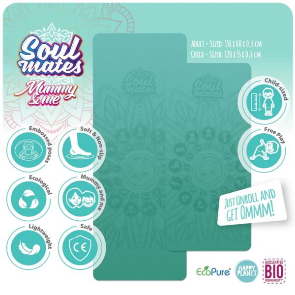 Set Yoga Mama-Copil, saltele asortate si carduri incluse - Earth, turcoaz - imagine 7