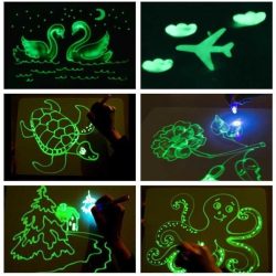 Tablita fosforescenta rescriptibila, interactiva, format a3, breloc uv inclus - imagine 5