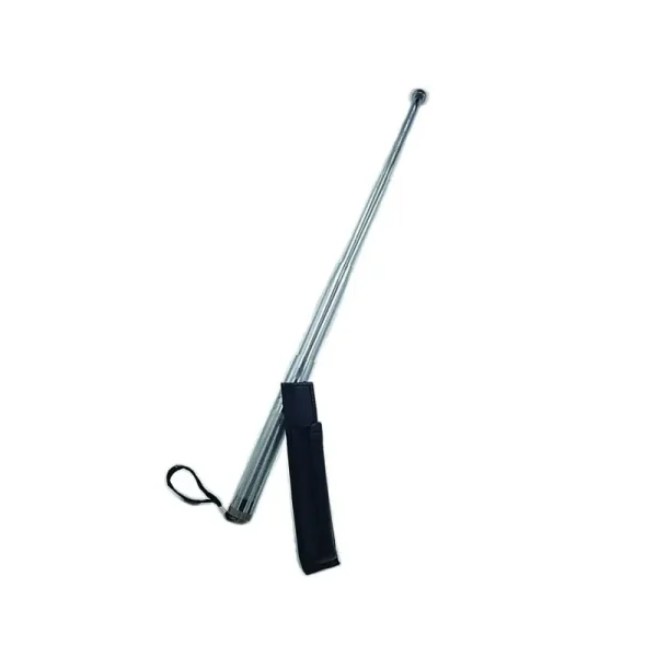 Baston Telescopic Din Otel, 62 Cm, 4 Sectiuni, Argintiu, Husa Piele - imagine 2