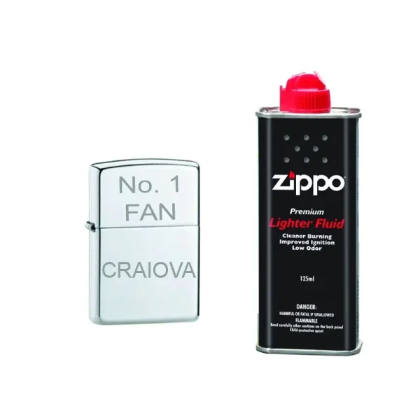 Bricheta Argintie Gravata No.1 Fan Craiova Si Lichid Zippo