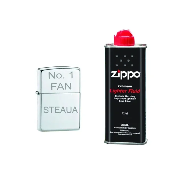 Bricheta Argintie Gravata No.1 Fan Steaua Si Lichid Zippo