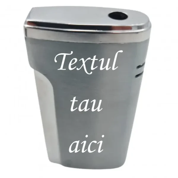 Bricheta Metalica Personalizata Cu Textul Tau, Gaz, Antivant, Cutie, Gri