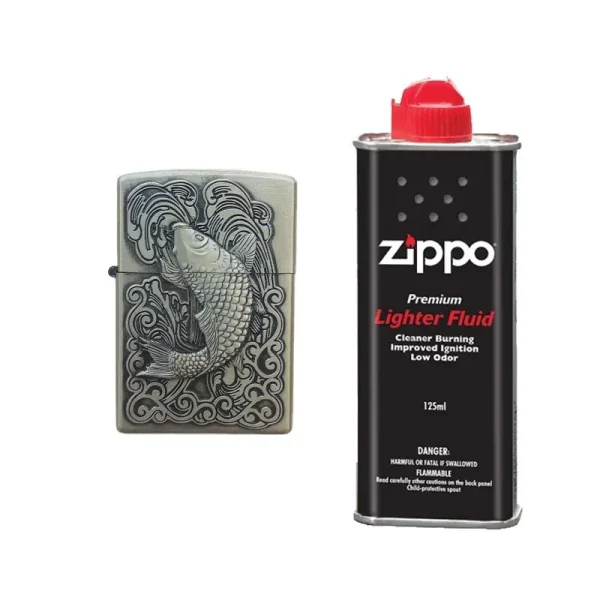 Bricheta Tip Zippo, 3d Relief, Metalica, Peste Si Lichid Zippo 125 Ml P2