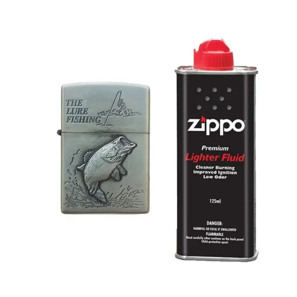 Bricheta Tip Zippo, 3d Relief, Metalica, Peste Si Lichid Zippo 125 Ml P4