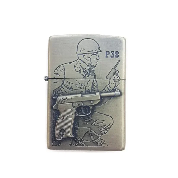 Bricheta Tip Zippo, 3d Relief, Metalica, Soldat Pistol P38