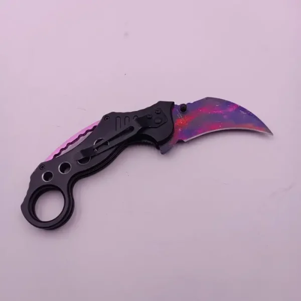 Cutit Karambit Cu Tais, Sistem Prindere Curea, Inel, Curbat, Multicolor, 19 Cm - imagine 2