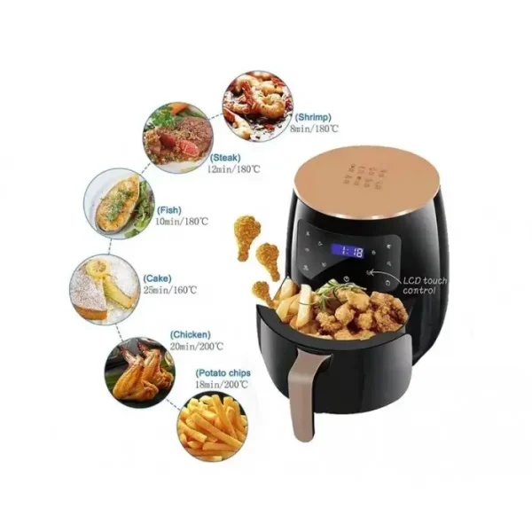 Friteuza Cu Aer Cald Fara Ulei Air Fryer Capacitate 6l Ecran Digital Functie De Coacere - imagine 3