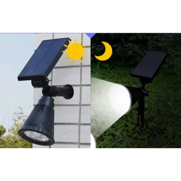 Lampa Solara, Proiector Cu 4 Leduri, Pentru Gradina, 2 Moduri De Iluminare, 28 Cm - imagine 3